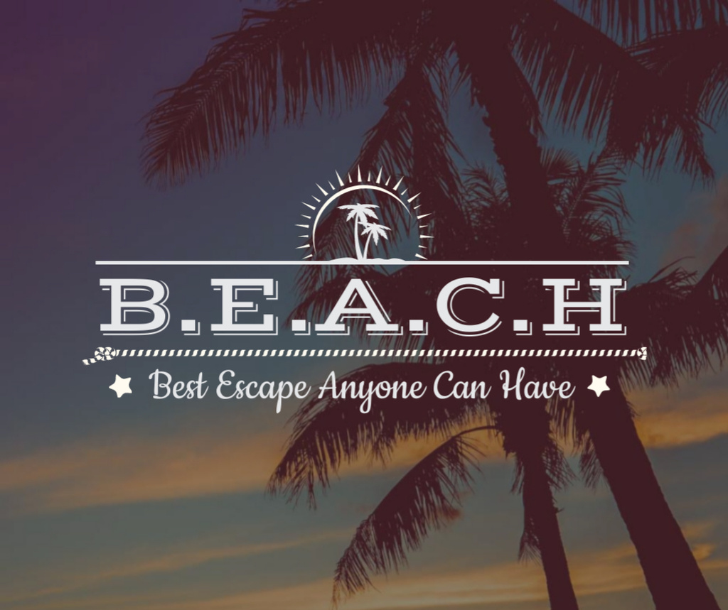 Designvorlage Summer Beach invitation Palm Trees at sunset für Facebook