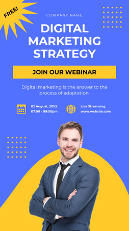 Captivating Webinar About Digital Marketing Strategy With Marketer Instagram Story Design Template