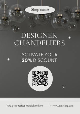 Plantilla de diseño de Offer of Designer's Elegant Crystal Chandeliers Flyer A4 
