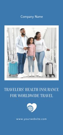 Insurance Company Advertisement with Young African American Couple at Airport Flyer DIN Large – шаблон для дизайну