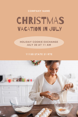 Woman Cooking in the Kitchen for Christmas in July Postcard 4x6in Vertical Design Template