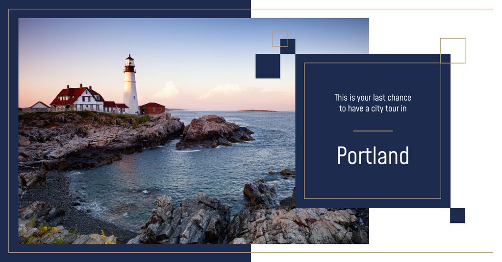 Ontwerpsjabloon van Facebook AD van Portland city lighthouse