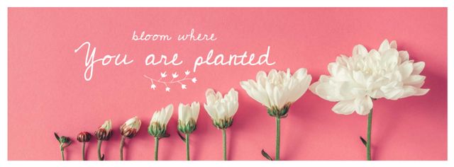Ontwerpsjabloon van Facebook cover van Cute Phrase with Tender Flowers