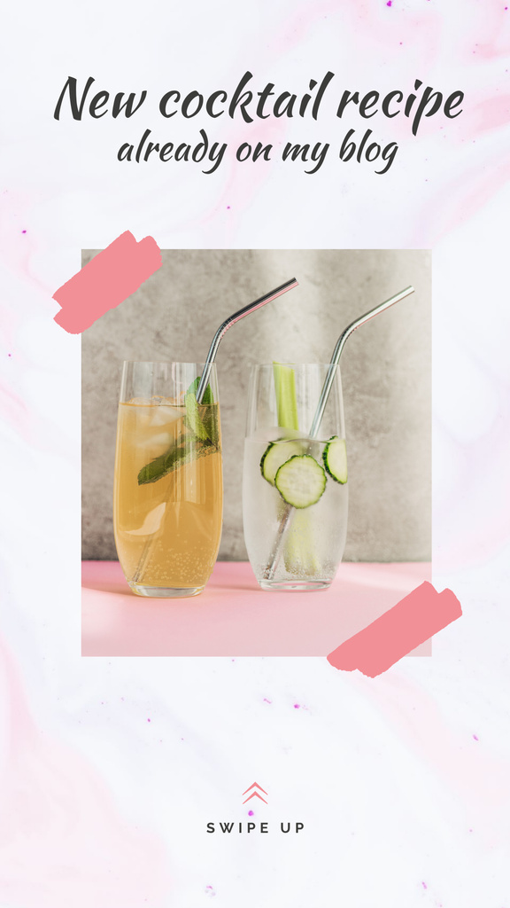 Designvorlage Food Blog Promotion Cocktails in Glasses für Instagram Story