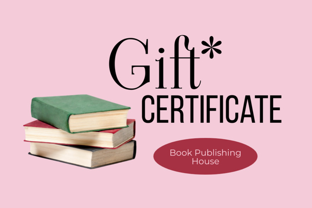 Books Sale Voucher on Pink Gift Certificate Design Template