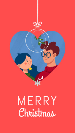 Cute Christmas Greeting with Couple kissing Instagram Video Story Design Template