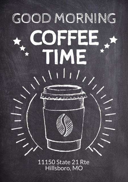 Coffee Shop Promotion with Chalk Drawing of Coffee Cup Flyer A5 Šablona návrhu