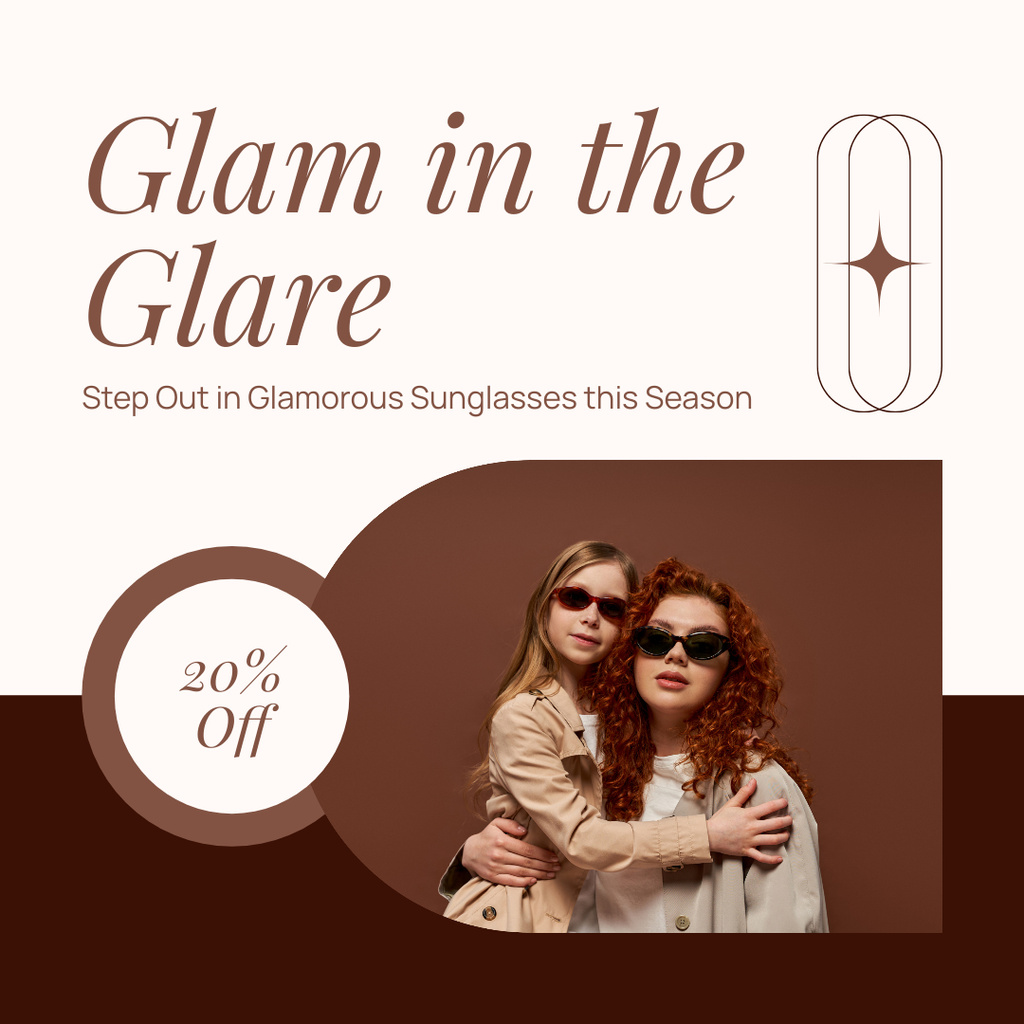 Glamorous Sunglasses Seasonal Sale Announcement Instagram ADデザインテンプレート