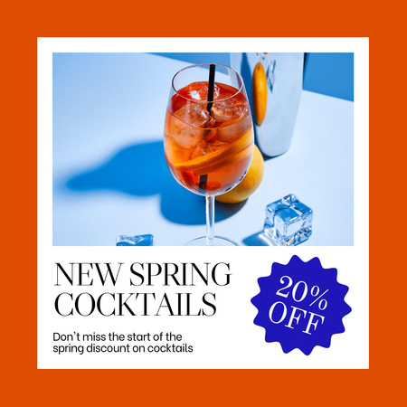 Spring Cocktails Offer Instagram AD Design Template