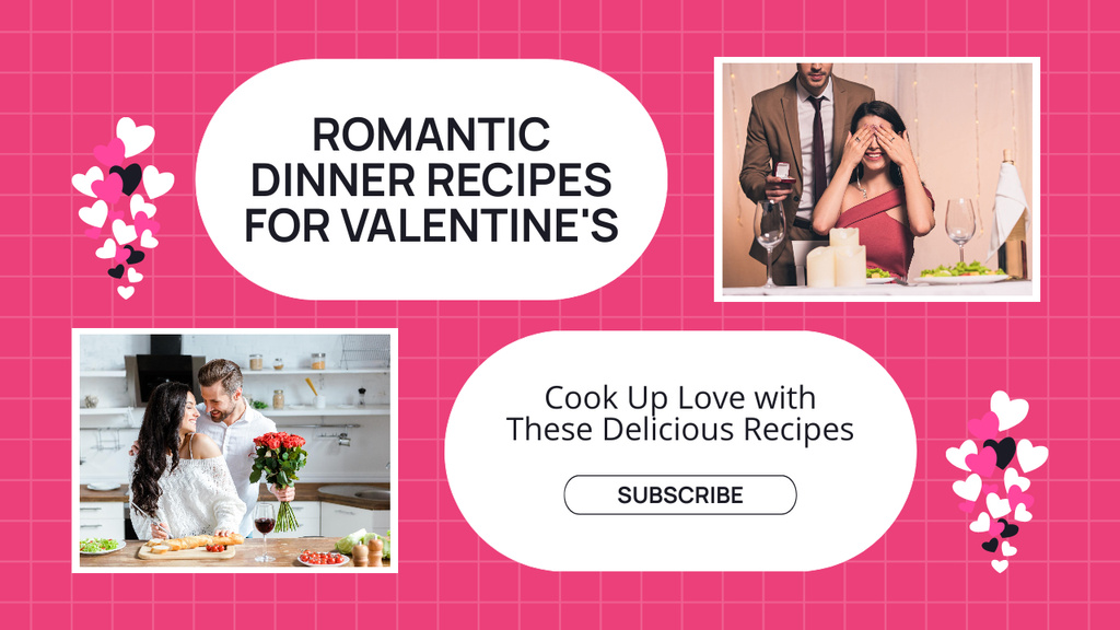 Ontwerpsjabloon van Youtube Thumbnail van Romantic Dinner Recipes for Valentine's Day