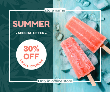 Ontwerpsjabloon van Facebook van Summer Special Offer of Ice-Cream