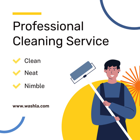 Cleaning Service Ad Cartoon Illustrated Instagram Design Template