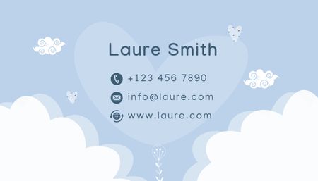 Babysitting Services Ad with Clouds Business Card US Design Template