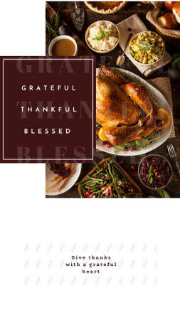 Designvorlage thanksgiving dinner gebratene ganze truthahn für Instagram Story