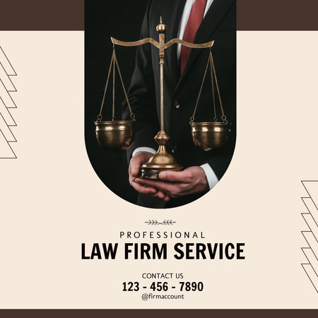 Professional Law Firm Services Offer with Scales Instagram Design Template