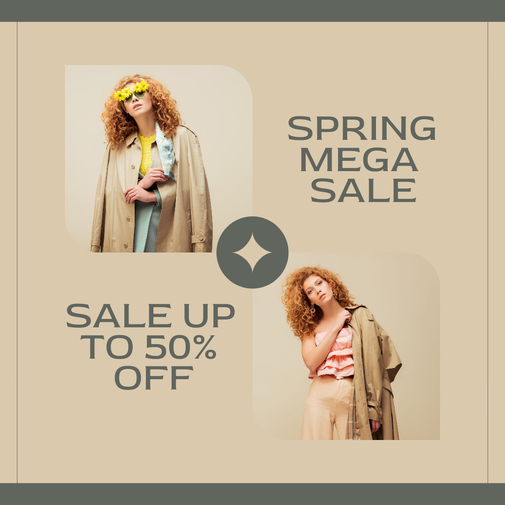 Spring Mega Sale Announcement Collage Instagram AD Design Template