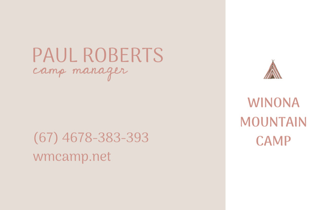 Camp Manager's Offer Business Card 85x55mm – шаблон для дизайну