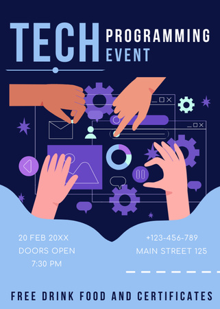 Platilla de diseño Tech Event With Free Food And Drinks Invitation