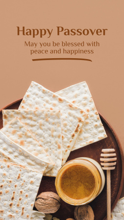 Inspirational Greeting on Passover with Menorah and Cakes Instagram Story Design Template
