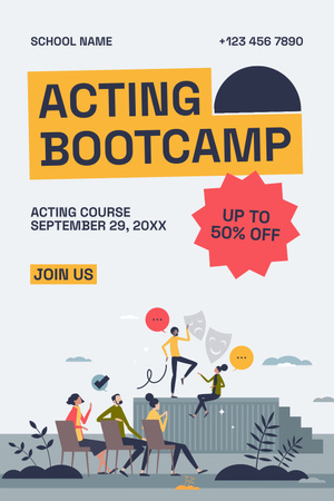 Platilla de diseño Offer of Acting Courses in Bootcamp Pinterest
