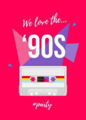 '90s Party announcement with cassette