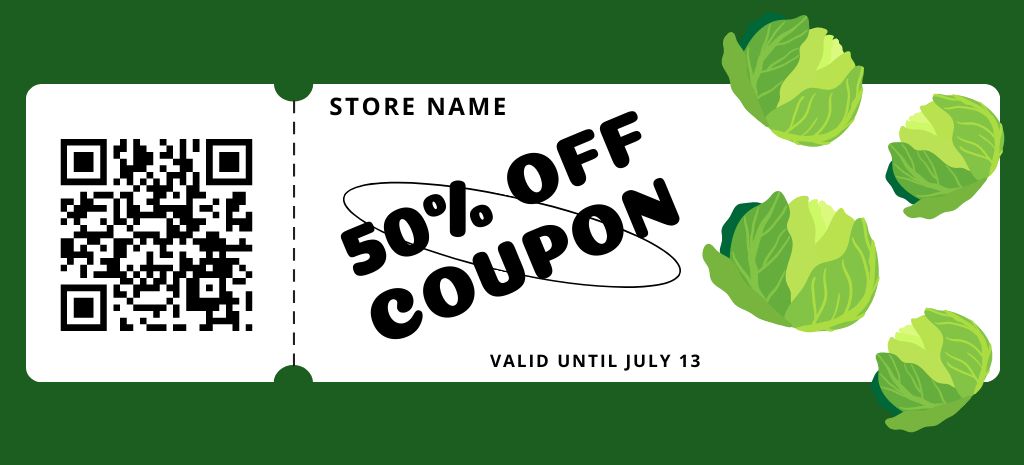 Template di design Grocery Store Promotion with Fresh Cabbage Coupon 3.75x8.25in