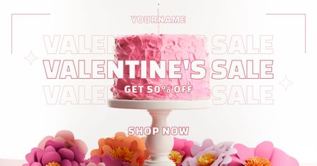 Valentine's Day Cake Sale Announcement Facebook AD Design Template