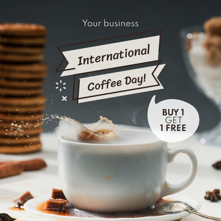 Maustettu juoma kansainvälisen kahvipäivän kunniaksi Instagram Design Template