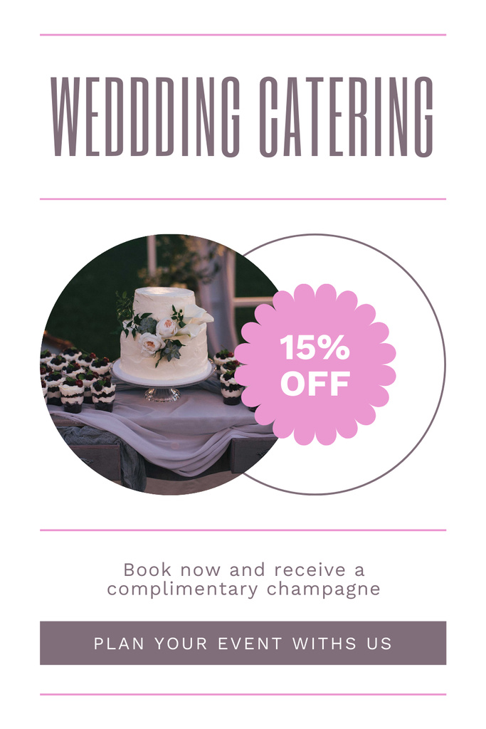 Szablon projektu Discount on Wedding Catering with Desserts Pinterest