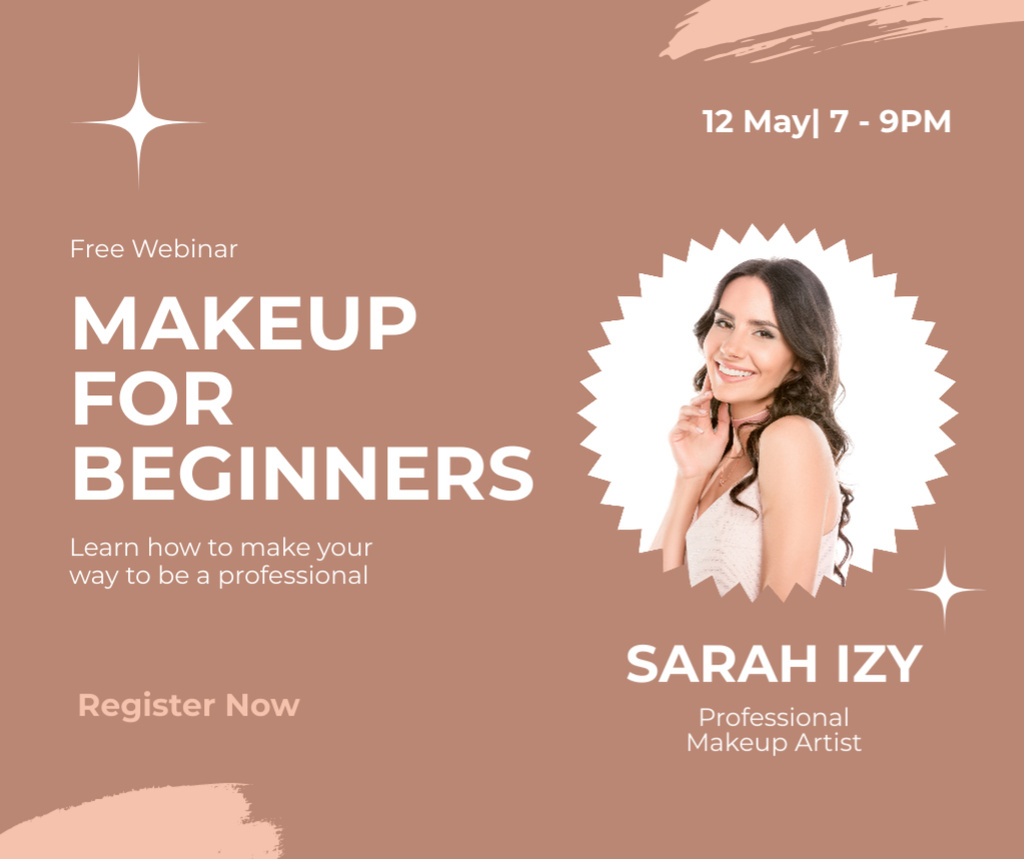 Ontwerpsjabloon van Facebook van Free Makeup Webinar Offer for Beginners