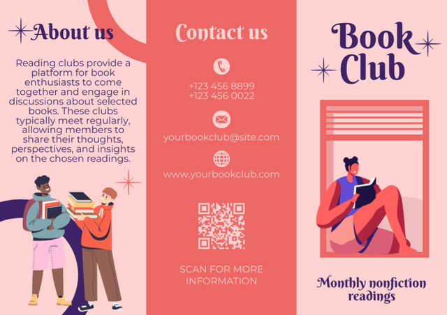 Book Club Ad with Thoughtful Readers Brochure Design Template