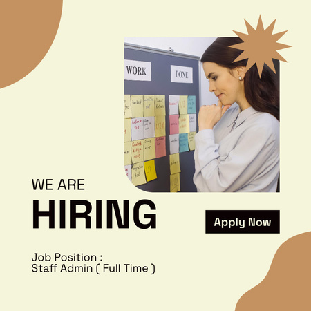 Staff admin hiring beige Instagram tervezősablon
