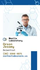 Science Laboratory Ad In Blue With Geometric Pattern