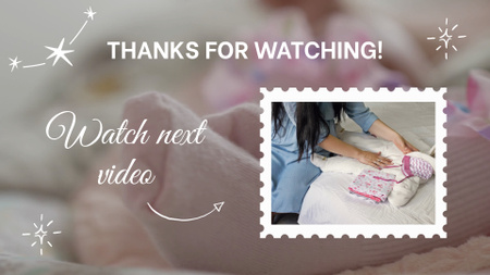 Plantilla de diseño de Linda promoción de ropa de bebé y madre Vlog YouTube outro 