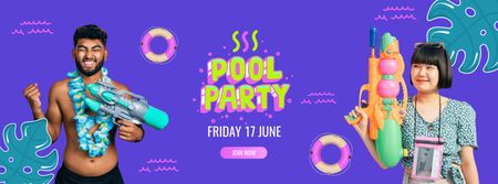 Summer Pool Party Announcement Facebook cover Design Template