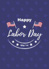 Patriotic Labor Day Greetings In Blue