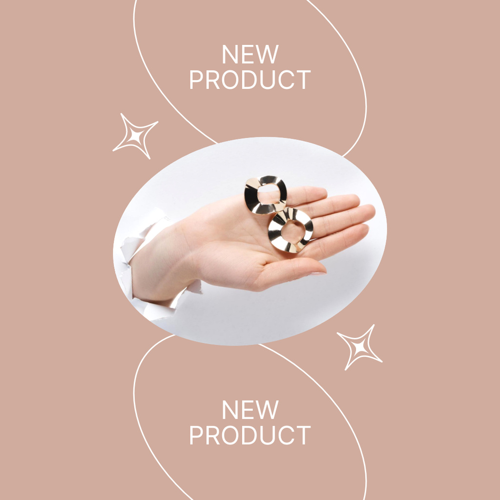 New Jewelry Product Offer in Brown Instagram Πρότυπο σχεδίασης