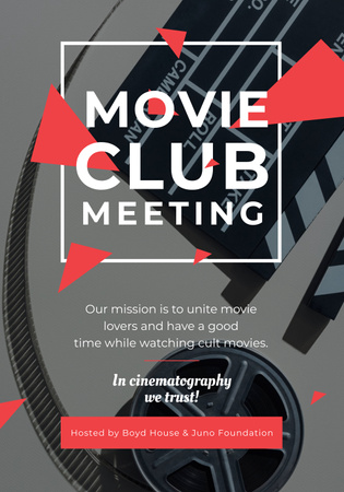 Movie Club Meeting Invitation Poster 28x40in Design Template