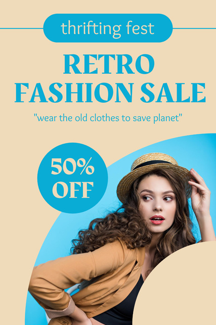 Fashion retro sale thrifting fest Pinterestデザインテンプレート
