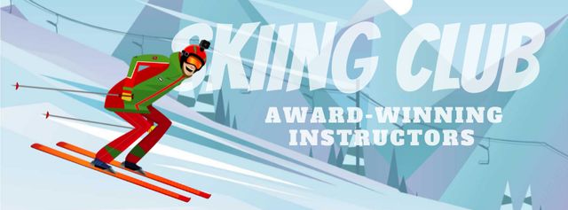 Skier Riding on a Snowy Slope Facebook Video cover Design Template