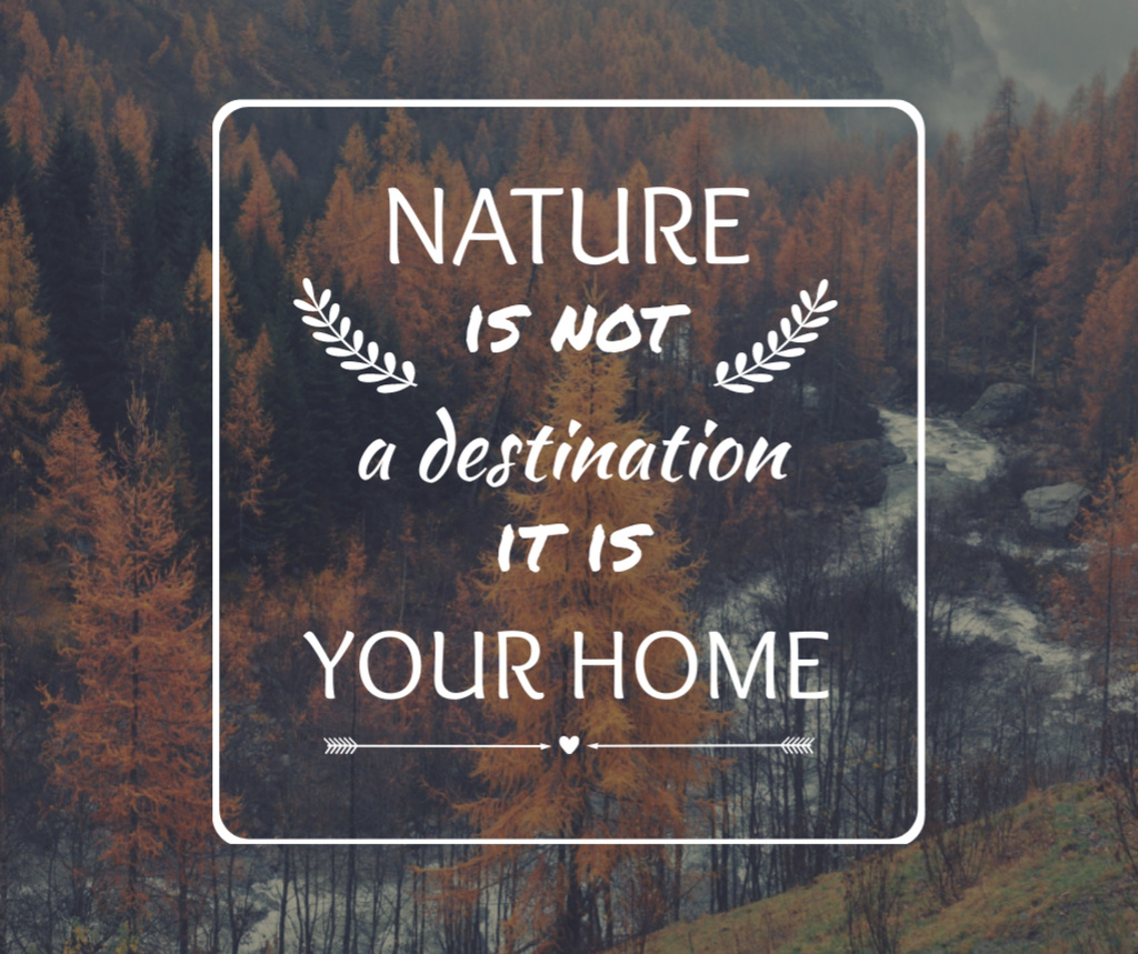 Ontwerpsjabloon van Facebook van Nature Quote with Scenic Autumn forest