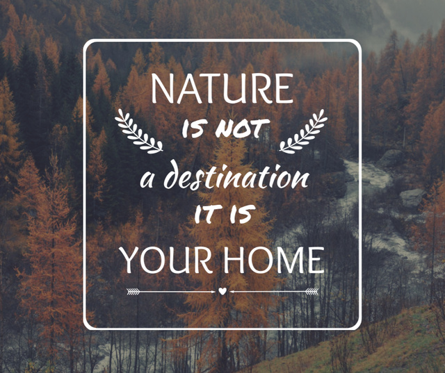 Nature Quote with Scenic Autumn forest Facebook Tasarım Şablonu