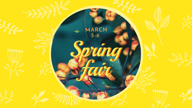 Spring Fair Announcement with Blooming Branches FB event cover Design Template