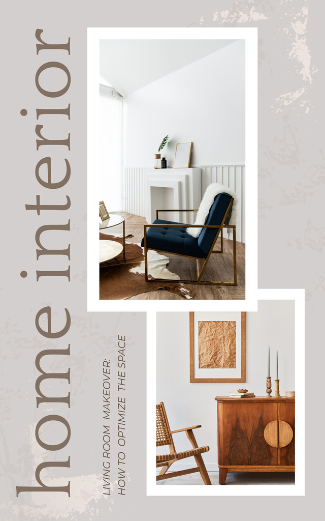 Living Room Collage with Modern Interior Book Cover Design Template