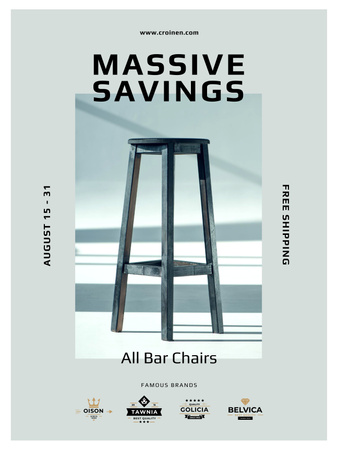 Plantilla de diseño de Bar Chairs Offer Poster US 