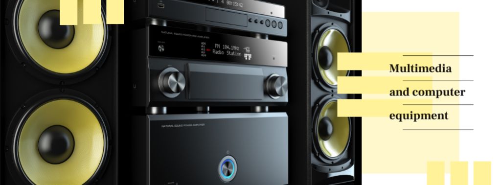 Multimedia player and large speakers Facebook cover Modelo de Design