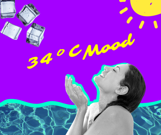 Plantilla de diseño de Woman catching Ice on Summer Heat Facebook 