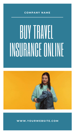 Nuori nainen pakkaa reppua matkaa varten Instagram Video Story Design Template