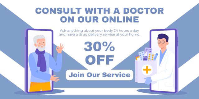 Services of Online Consultation with Doctor Twitter – шаблон для дизайна