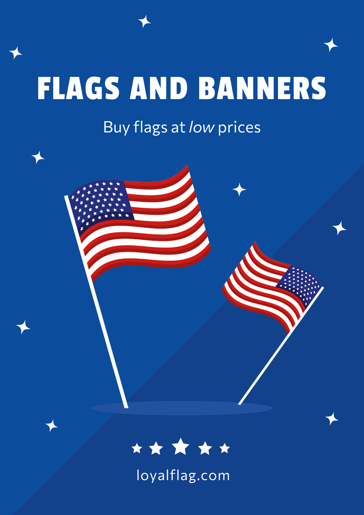 Independence Day Flags and Banners Poster Design Template